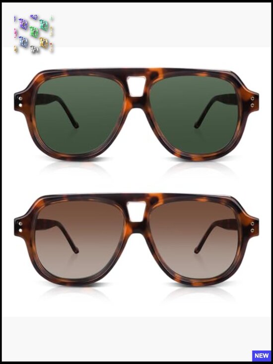 Retro Square Aviator Sunglasses Women 70s Bold Flat Top Frame Polarized UV400 main image 6